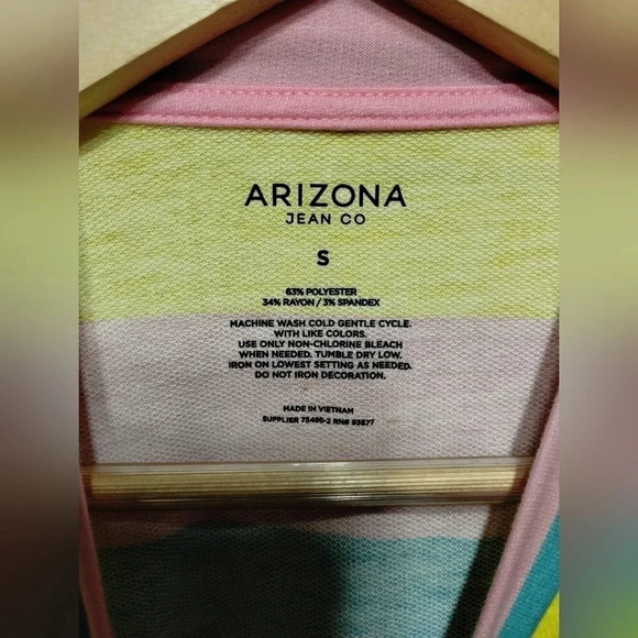 Arizona Printed Striped Long Sleeve Shirt in Multicolor size S 90s Y2K Rainbow - Picture 2 of 4